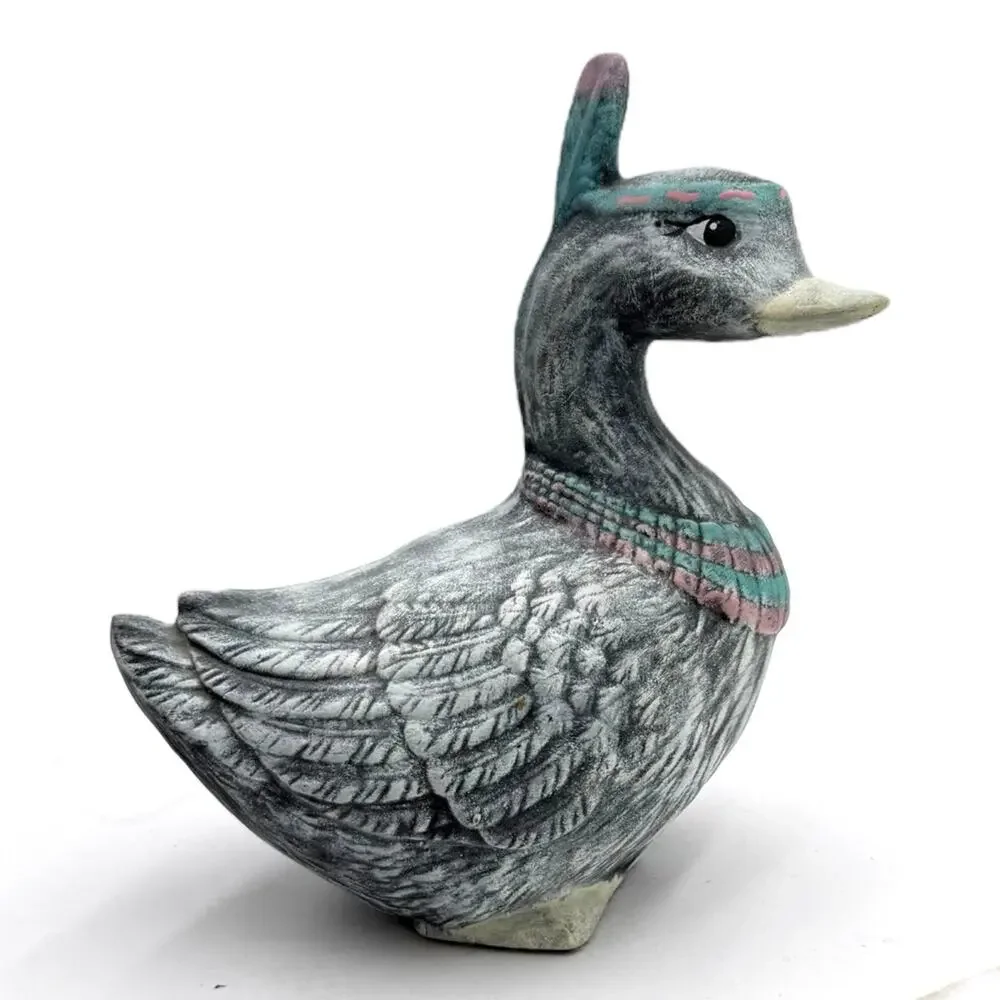 Southwestern Indian Mallard Duck Hand Painted Ceramic Figurine Signed‎ By Artist